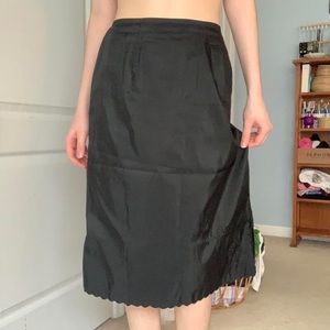 black high waisted midi skirt w/ floral detail